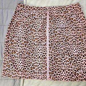 Nasty Gal Leopard Print Pink Skirt Zipper Front Size 6 NWT Nordstoms
